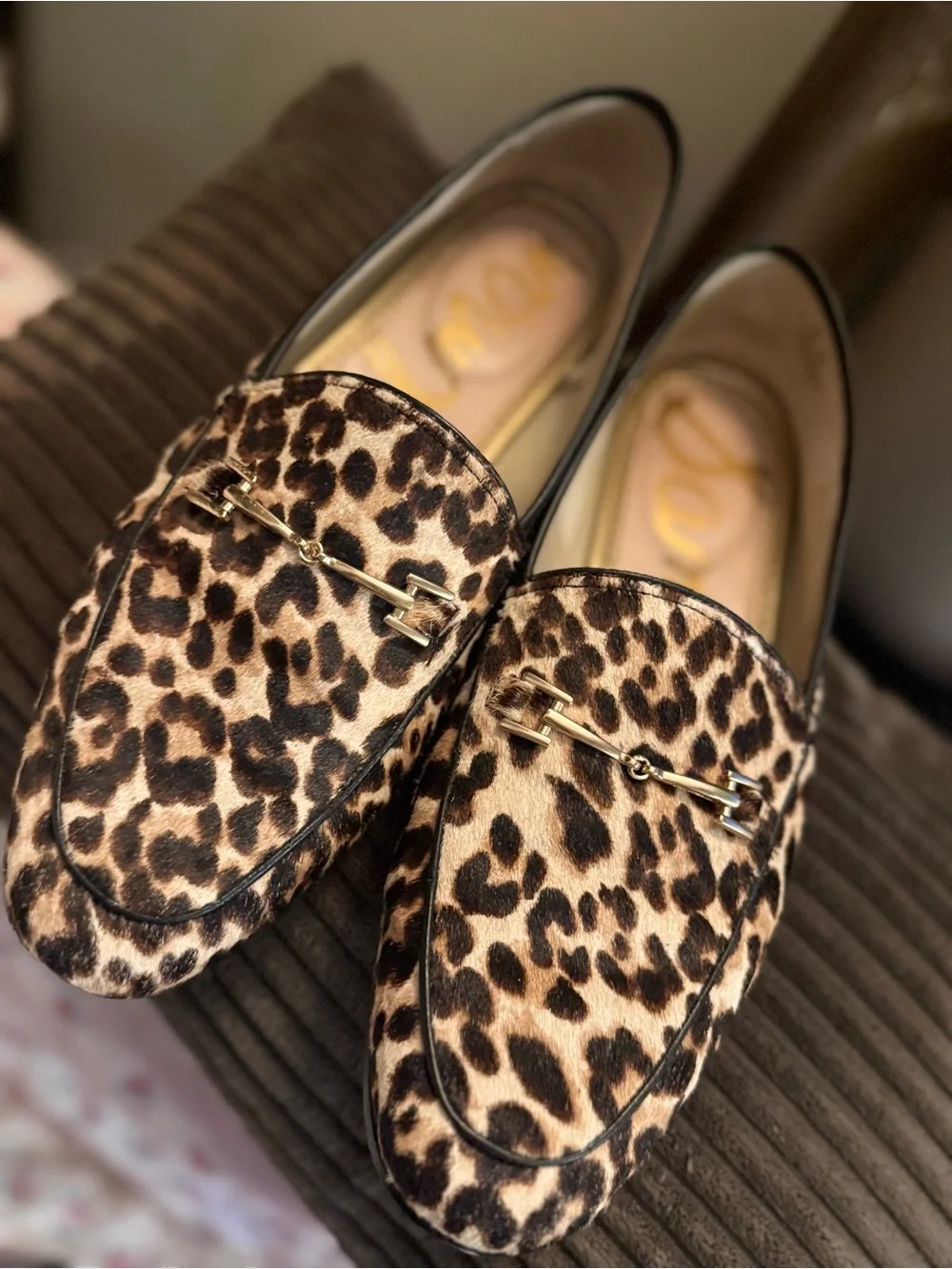 Sam Edelman Leopard Calf Hair Horsebit Loafers Flats Size 9